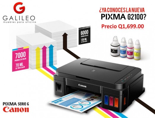 ¡¡¡¡ Oferta de Impresora Multifuncional Canon G2100 Tanque de Tinta a Q1,699.00 !!!!