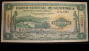 Billetes de 1 quetzal banco central y piezas plata de Guatemala