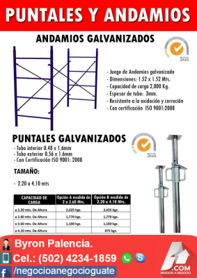 Puntales, Andamio. Galvanizados, Estructurales y Normados.