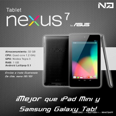 Tablet Nexus 7 32GB Android 5 Lollipop Mejor que Samsung Galaxy Tab 4 3 y iPad 2 y mini SE DA GARANTIA