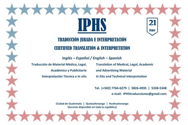 IPHS Traducciones Juradas e Interpretación Inglés/Español. 21 AÑOS DE EXPERIENCIA.