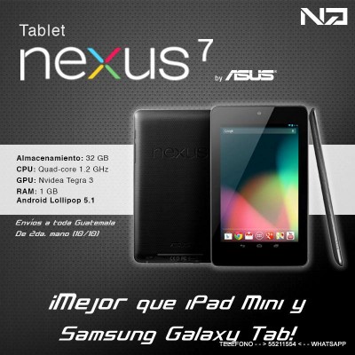 Tablet Nexus 7 16GB Android 5 Lollipop Mejor que Samsung Galaxy Tab 4 3 y iPad 2 y mini SE DA GARANTIA