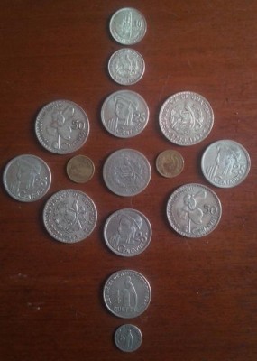 Colección de monedas antiguas de Guatemala